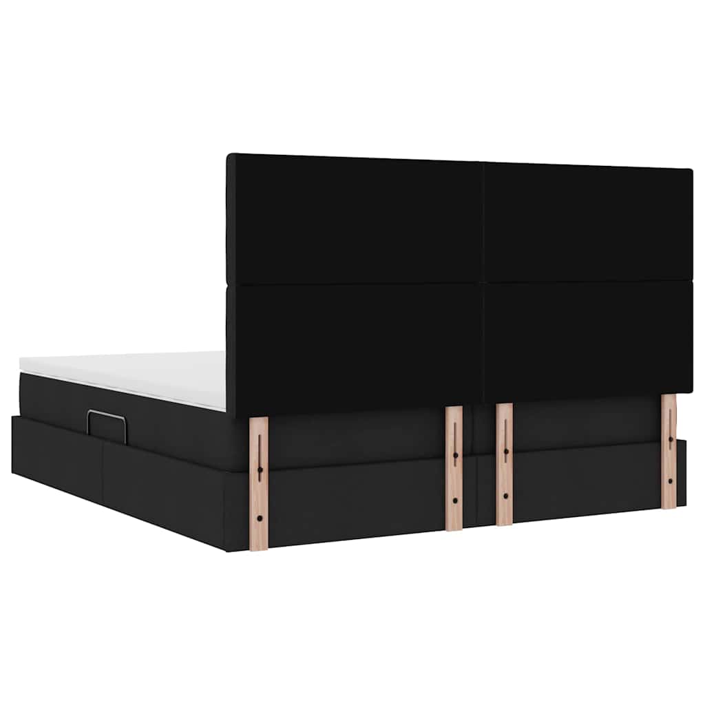 Krevet s od storage s uzglavljem Crna 180 x 200 cm Tkanina