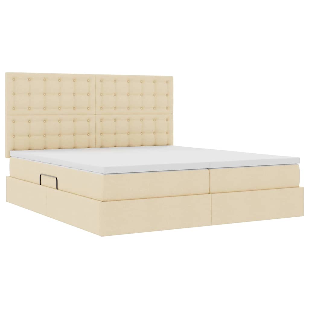 Krevet s od storage s uzglavljem Krema 180 x 200 cm Tkanina
