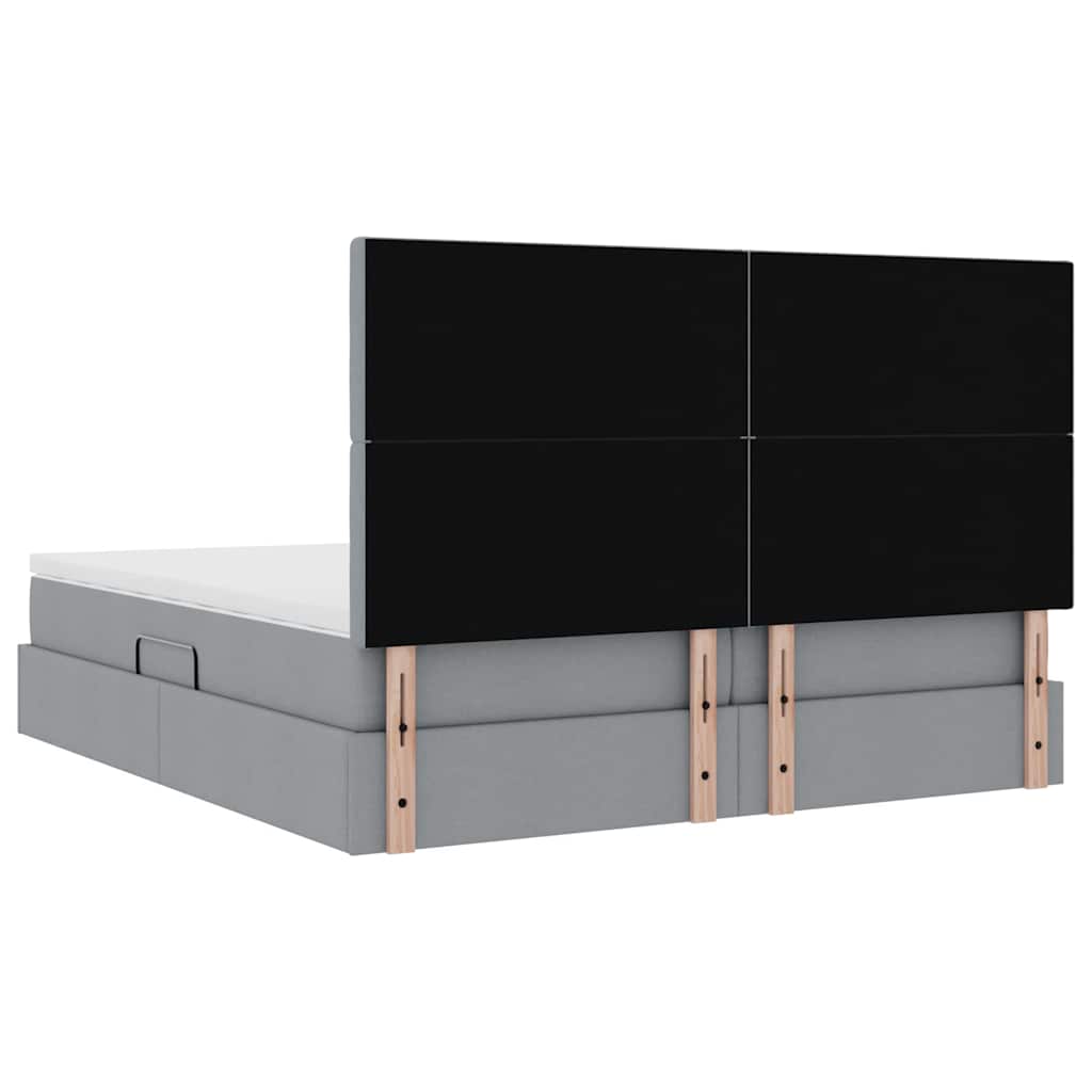Krevet s od storage s pohranom Svjetlosiva 200 x 200 cm Tkanina
