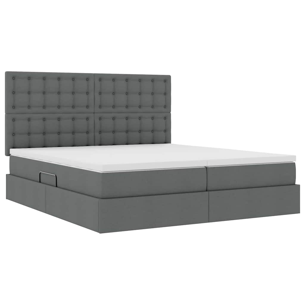 Krevet s od storage s uzglavljem Tamnosiva 200 x 200 cm Tkanina