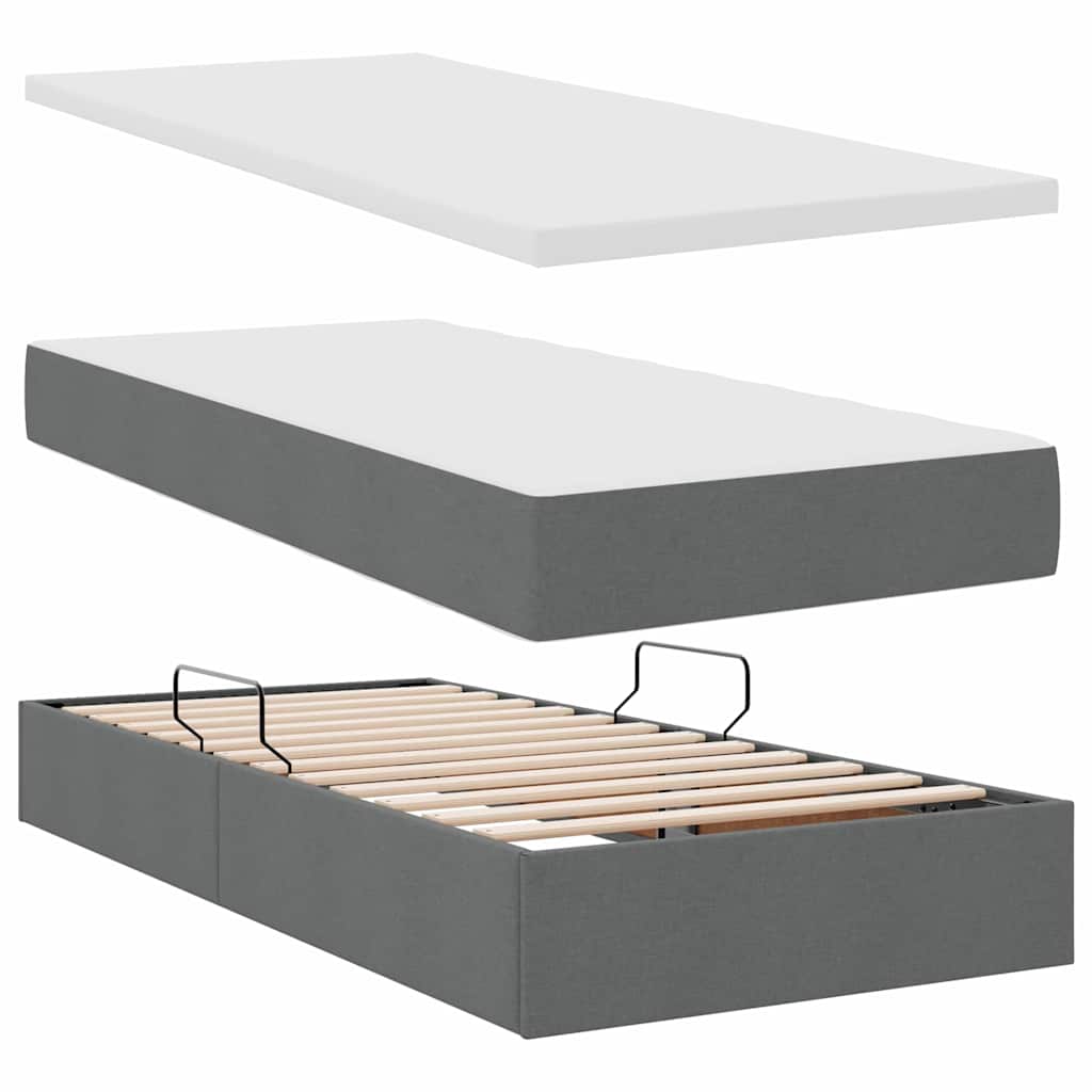 Krevet s od storage s uzglavljem Tamnosiva 200 x 200 cm Tkanina