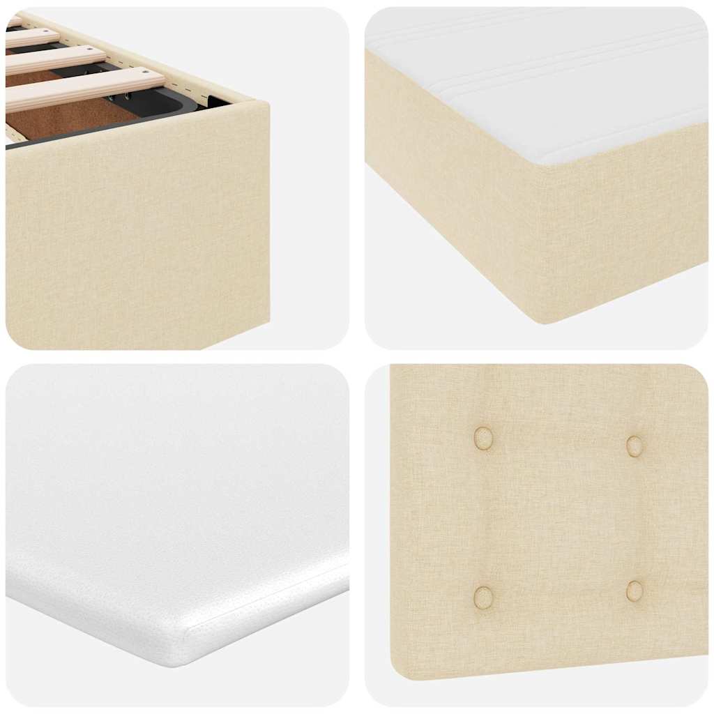 Krevet s od storage s uzglavljem Krema 200 x 200 cm Tkanina