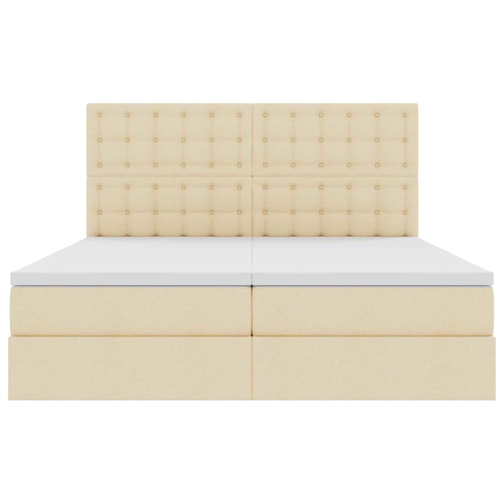 Krevet s od storage s uzglavljem Krema 200 x 200 cm Tkanina
