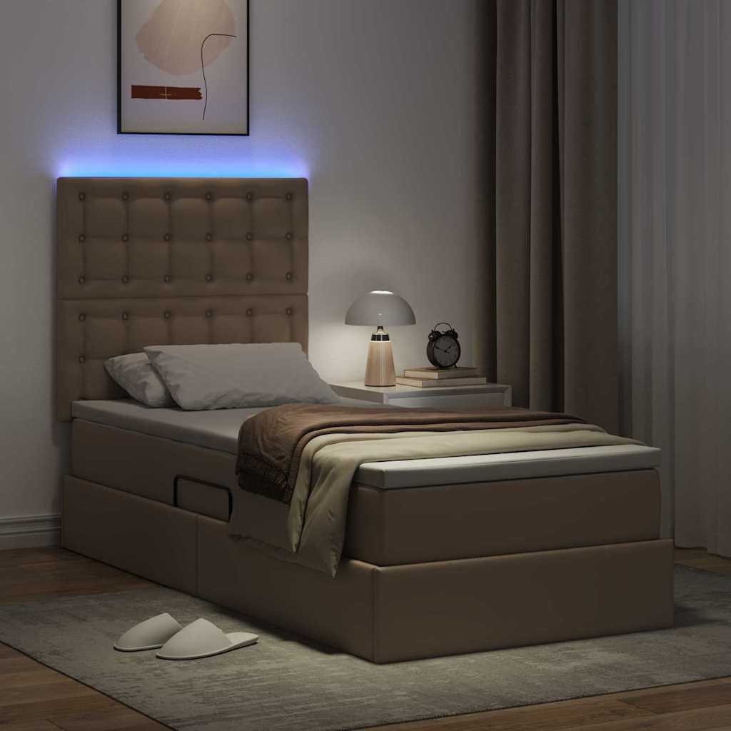 Krevet s prostorom za pohranu s LED-om Kapućino 100 x 200 cm