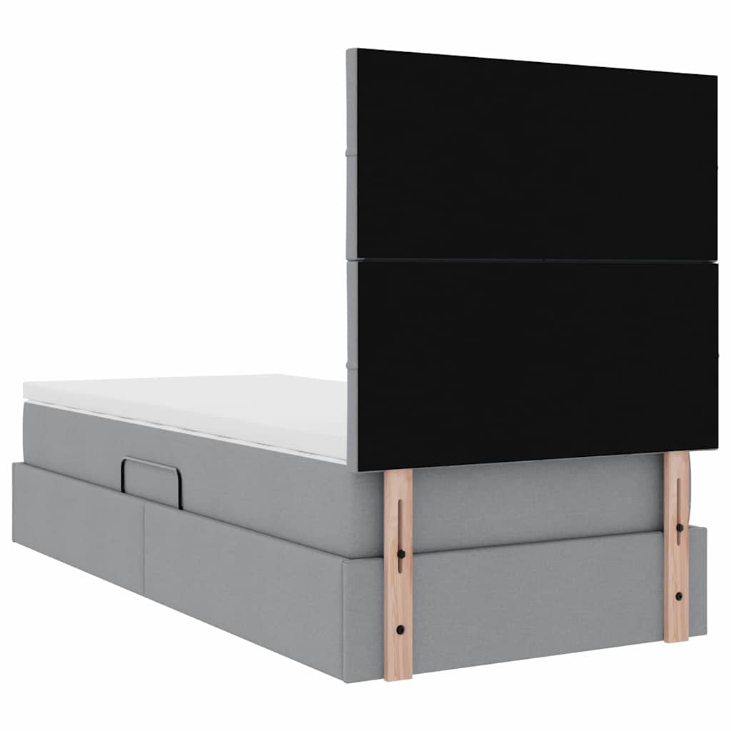LED krevet za pohranu s madracem Svjetlosiva 90 x 200 cm