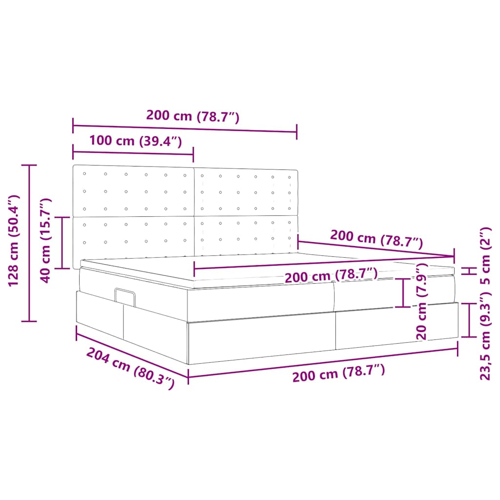 LED krevet za pohranu s madracem Plava 200 x 200 cm Tkanina