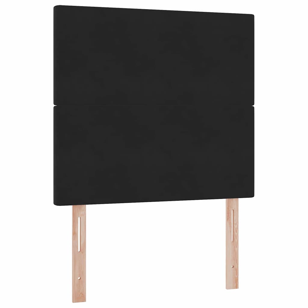 LED krevet za pohranu s madracem Crna 90 x 190 cm Baršun