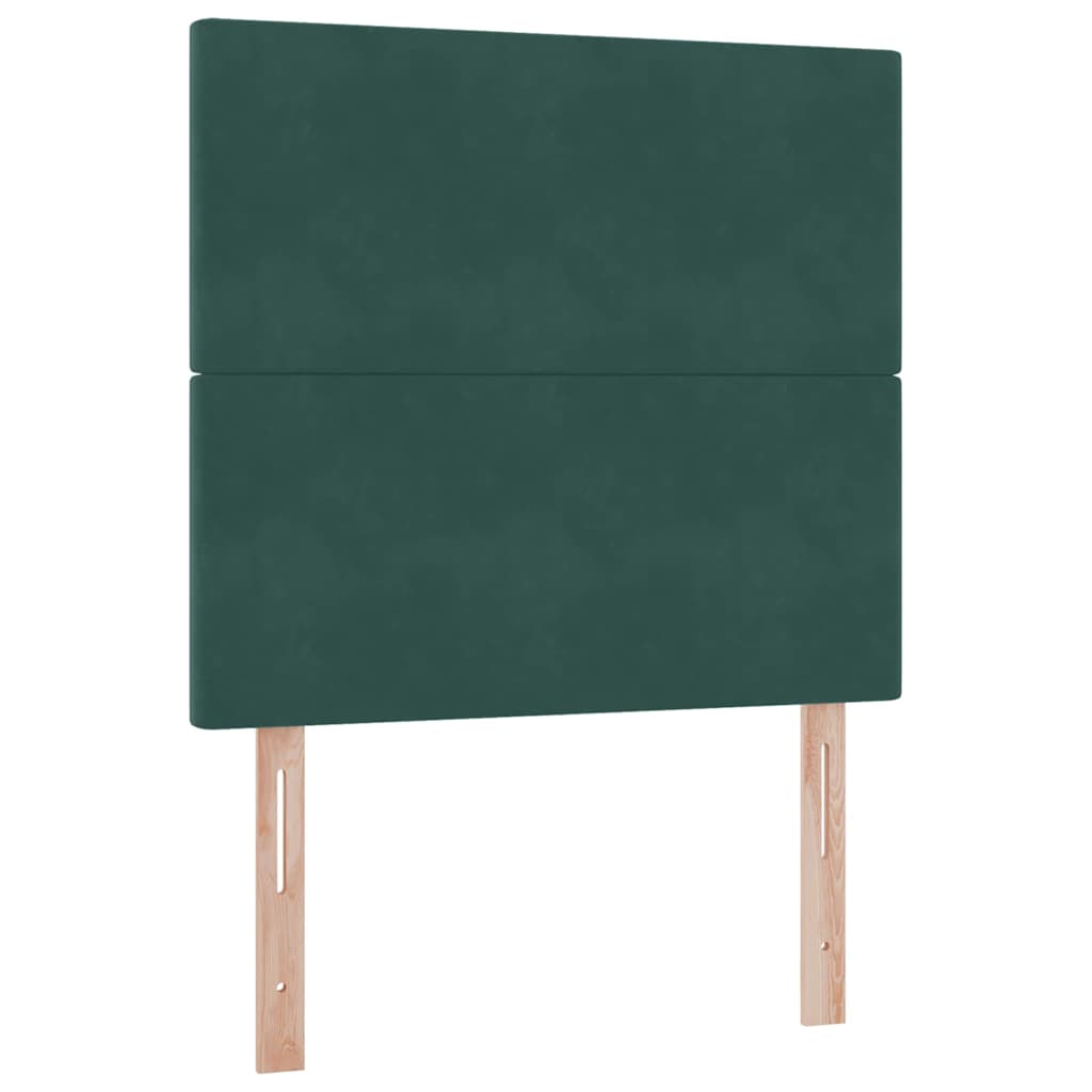 LED krevet za pohranu s madracem Tamnozelena 90 x 190 cm Baršun