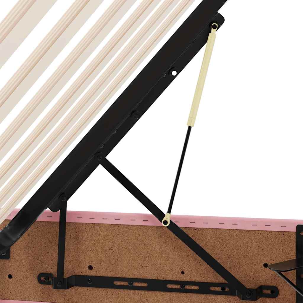 LED krevet za pohranu s madracem Ružičasta 90 x 190 cm Baršun