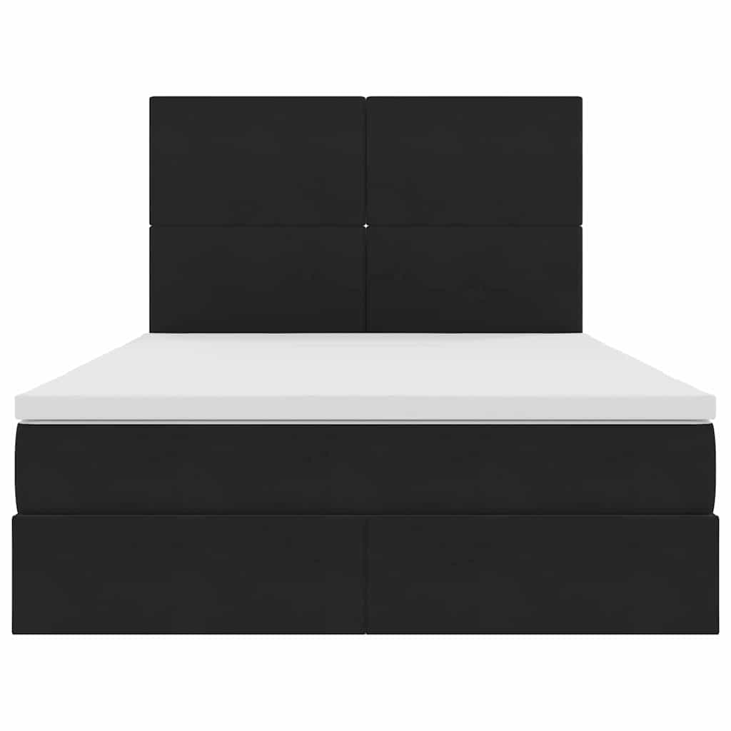 LED krevet za pohranu s madracem Crna 140 x 190 cm Baršun