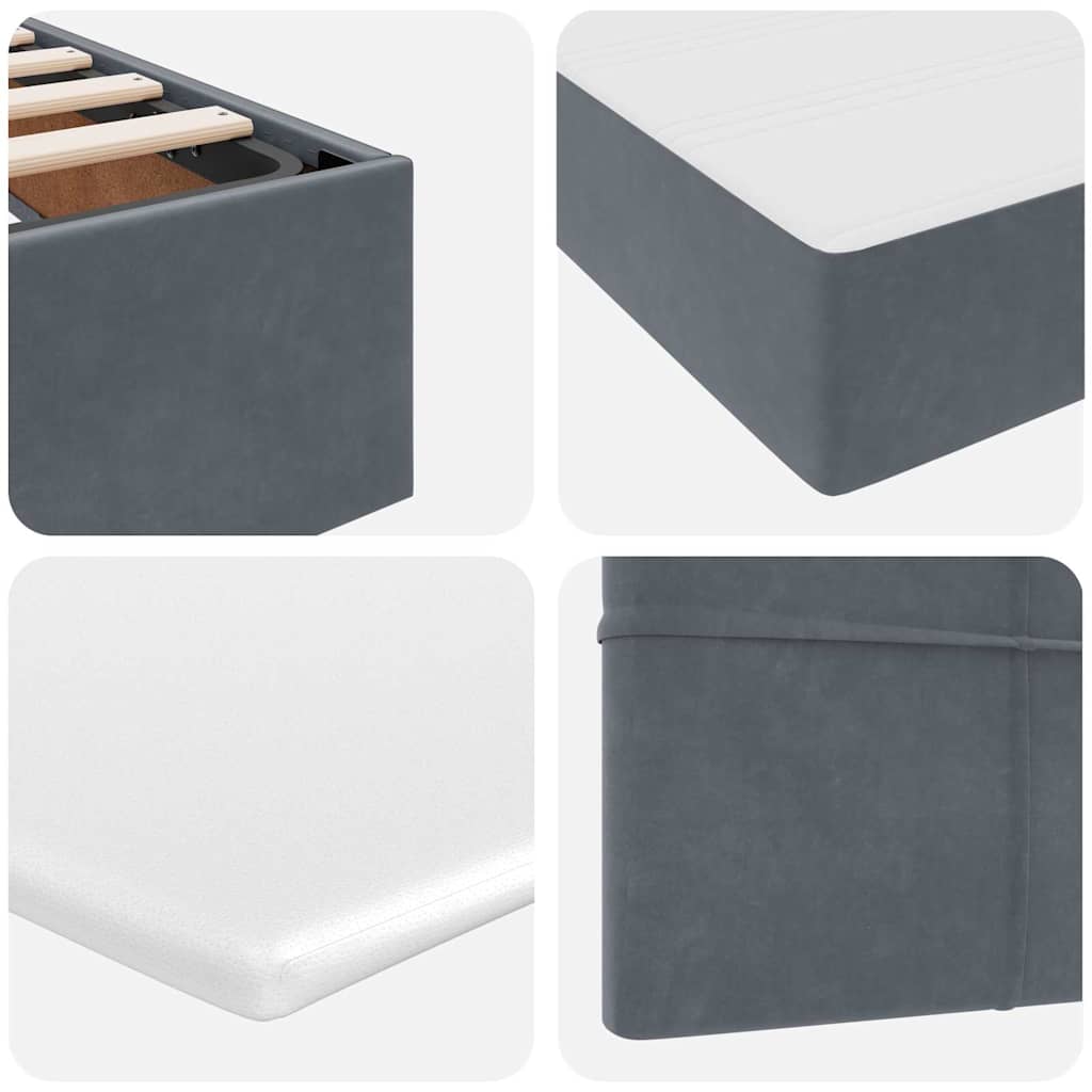 LED krevet za pohranu s madracem Tamnosiva 90 x 200 cm Baršun