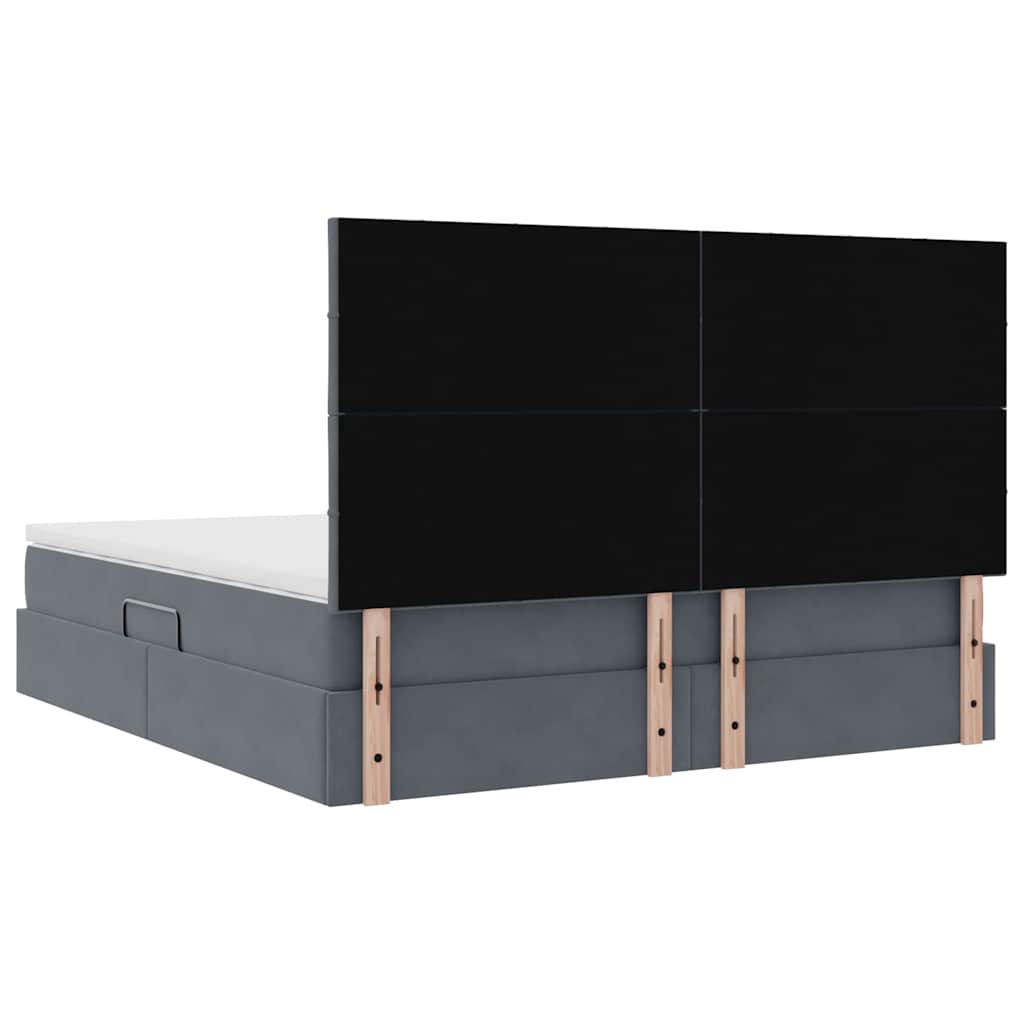 LED krevet za pohranu s madracem Tamnosiva 180 x 200 cm Baršun