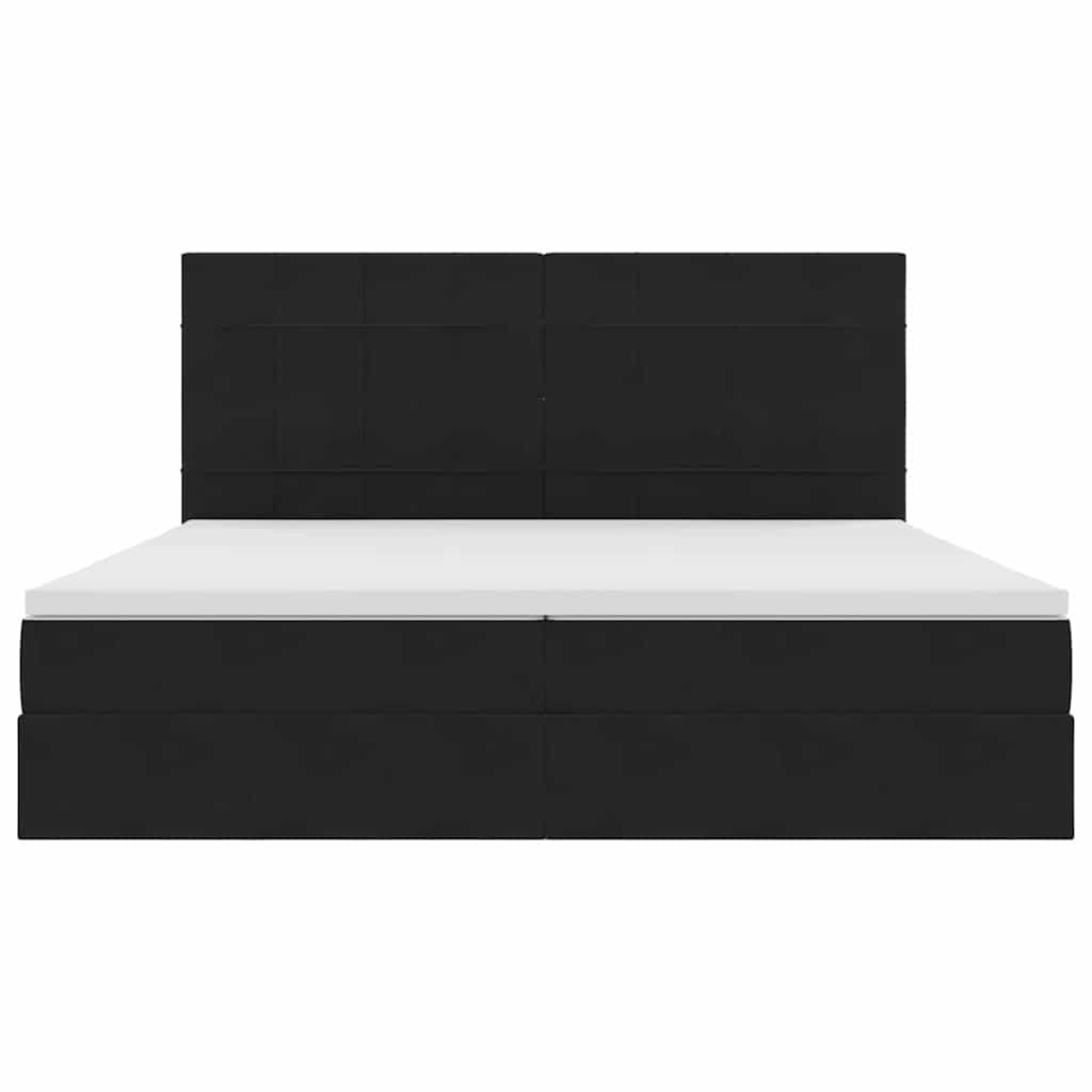LED krevet za pohranu s madracem Crna 200 x 200 cm Baršun