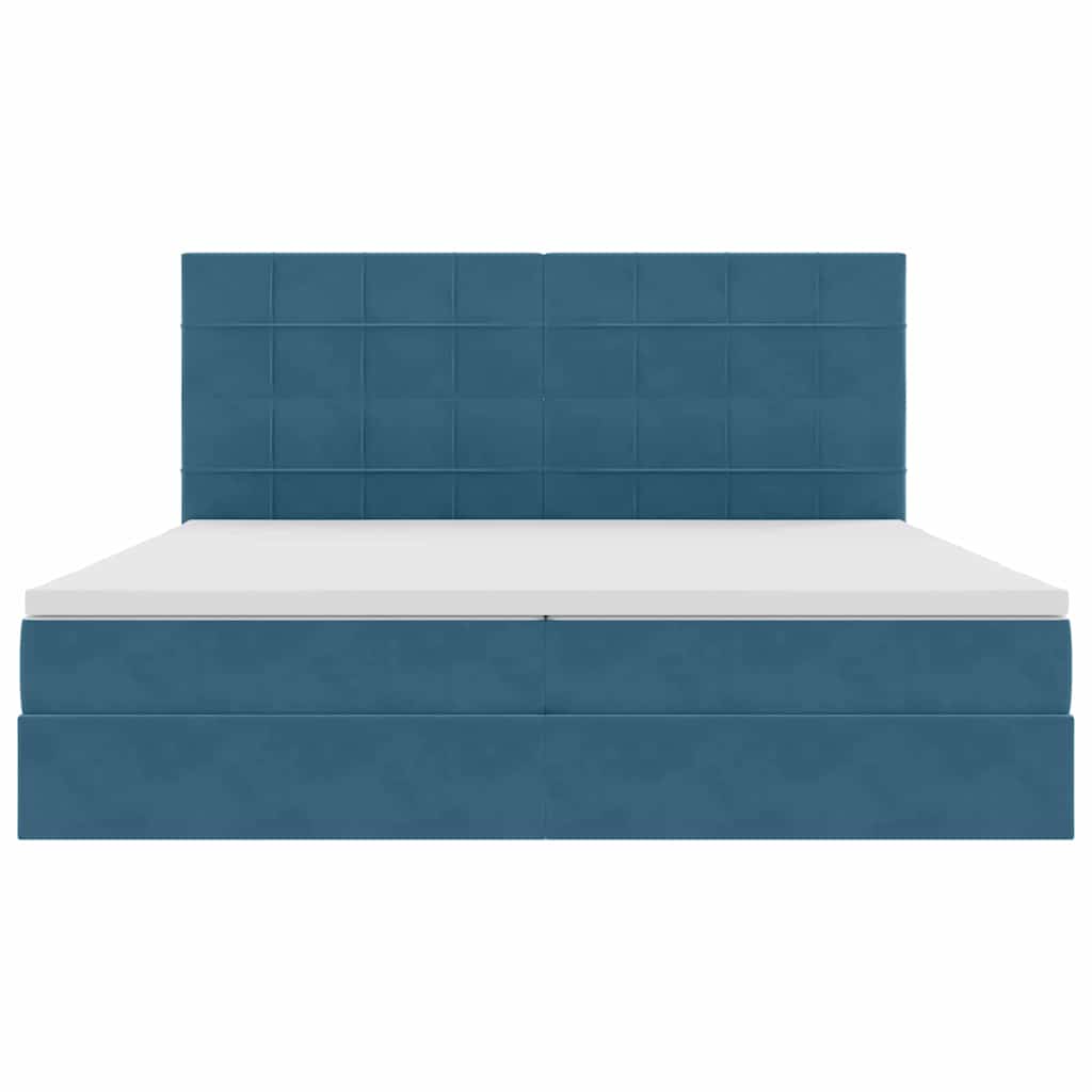 LED krevet za pohranu s madracem Tamno plava 200 x 200 cm