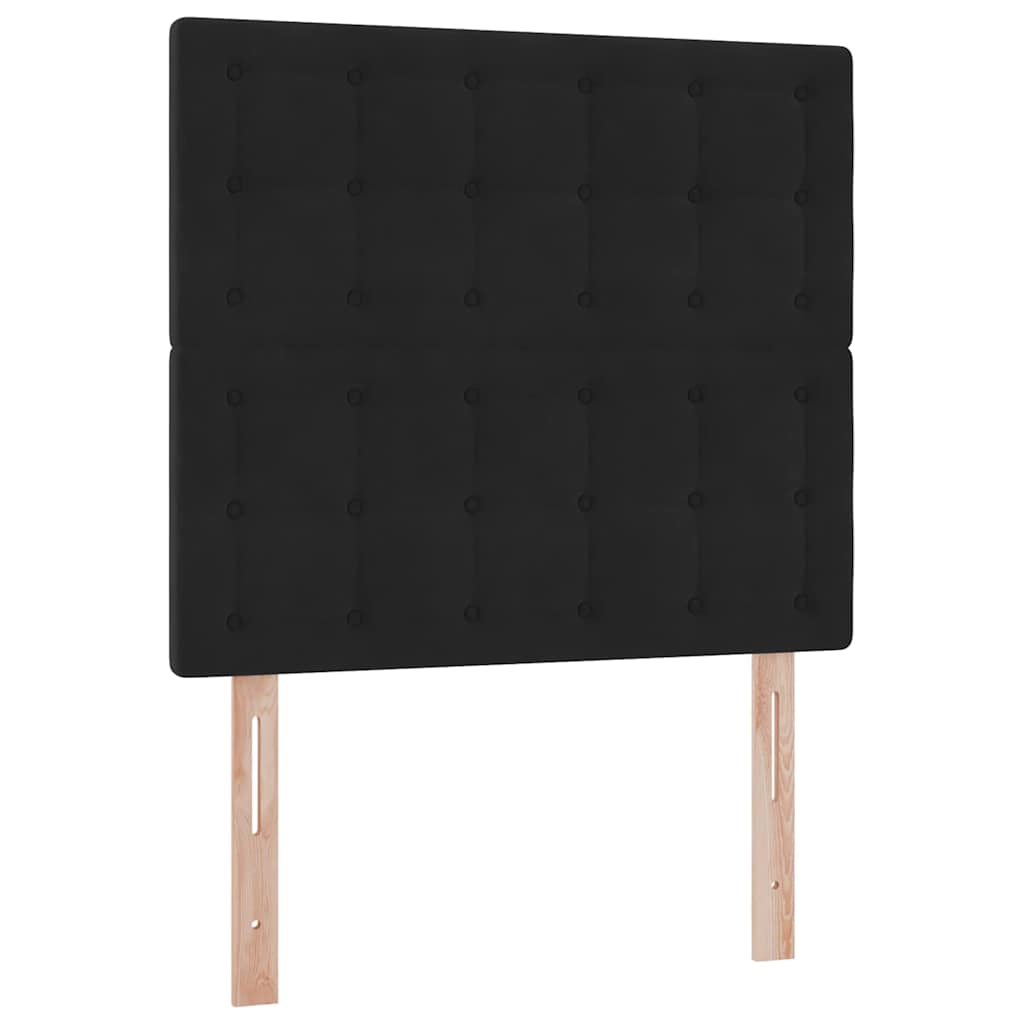 LED krevet za pohranu s madracem Crna 100 x 200 cm Baršun