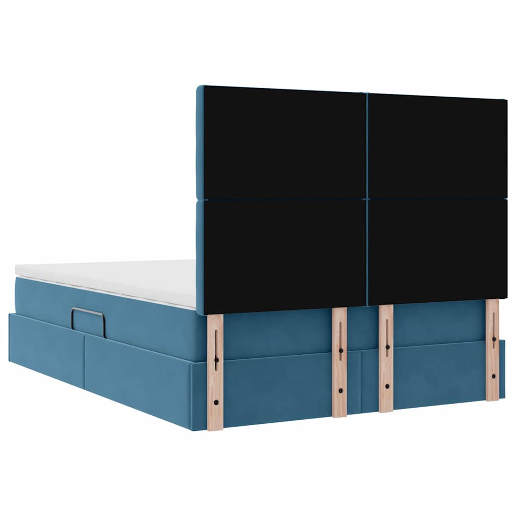 LED krevet za pohranu s madracem Tamno plava 140 x 200 cm