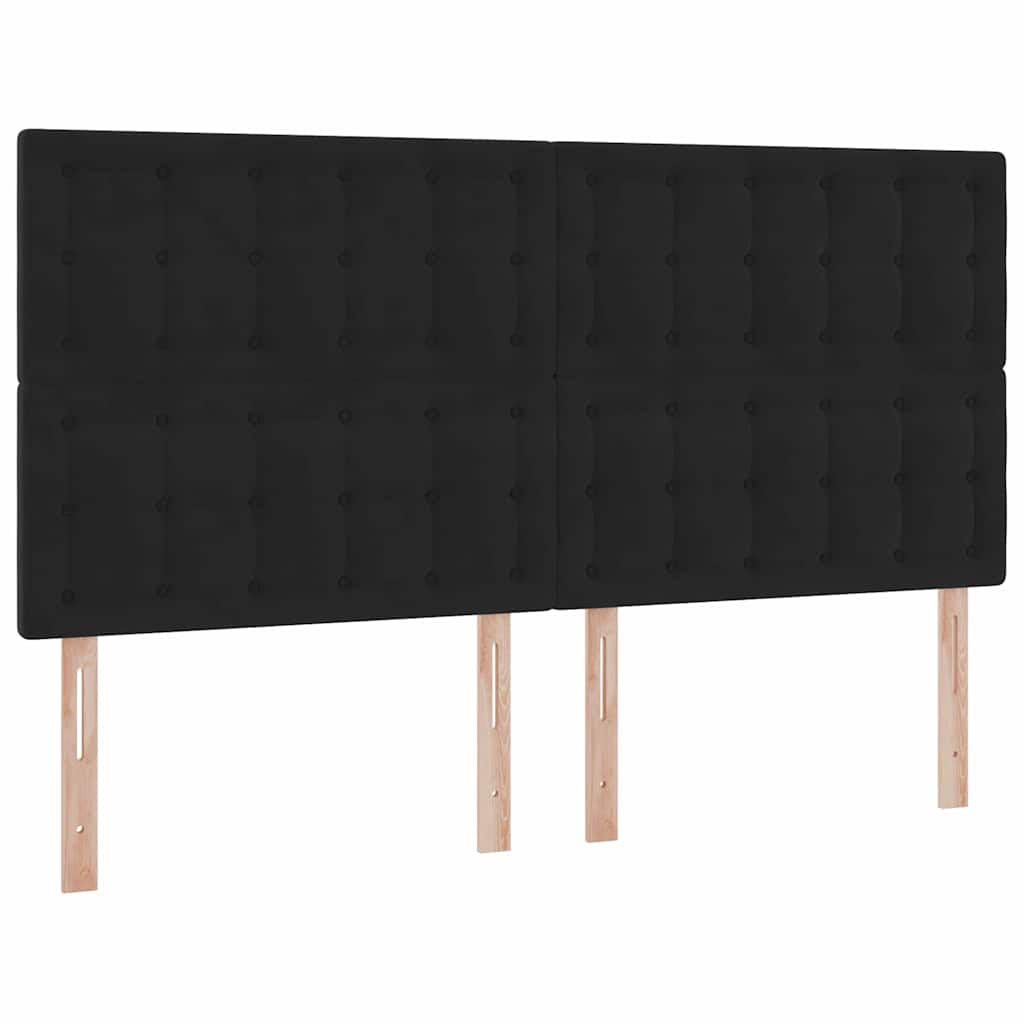 LED krevet za pohranu s madracem Crna 160 x 200 cm Baršun