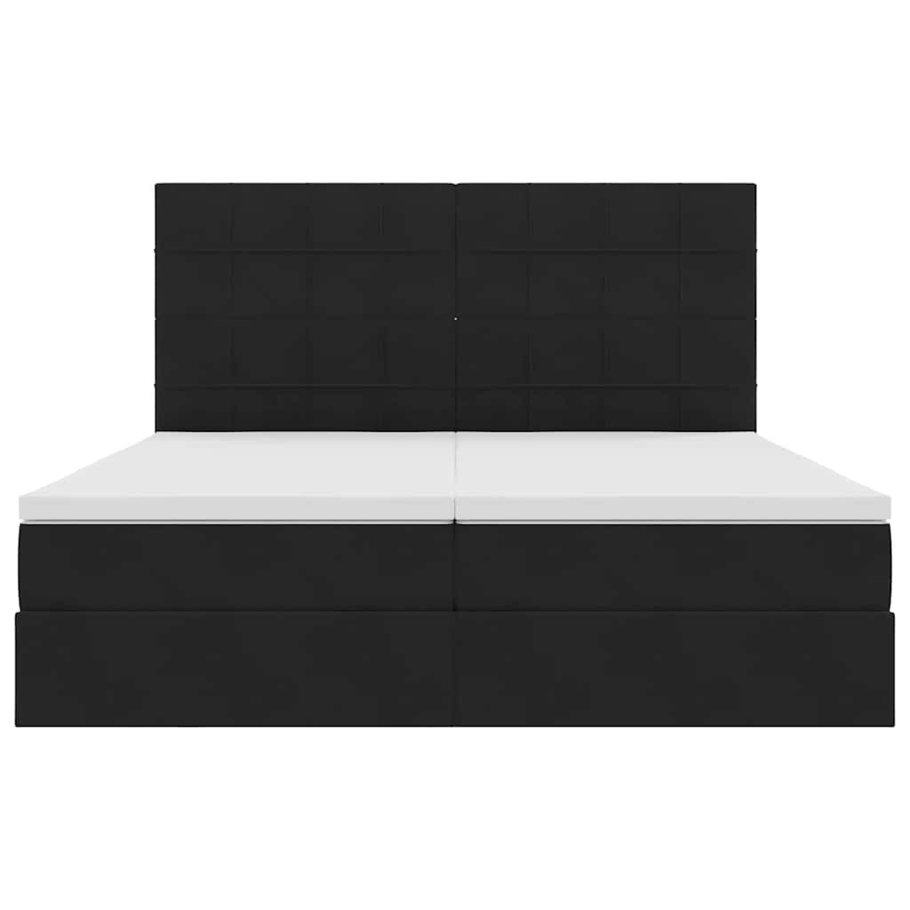 LED krevet za pohranu s madracem Crna 200 x 200 cm Baršun