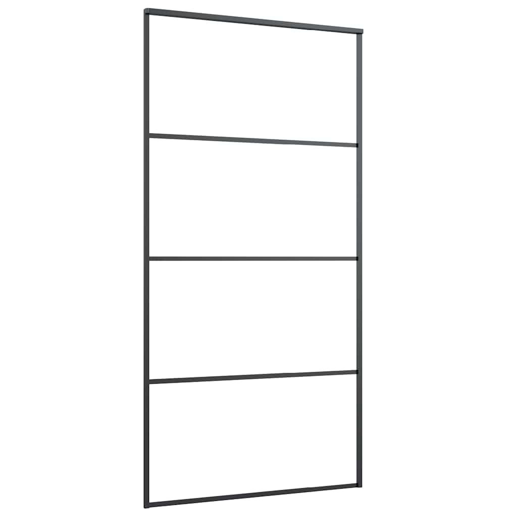 Klizna vrata s okovima crna 102,5x205 cm ESG staklo