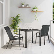 Vrtni set za objed 3 pcs Crna Čelik s prahom