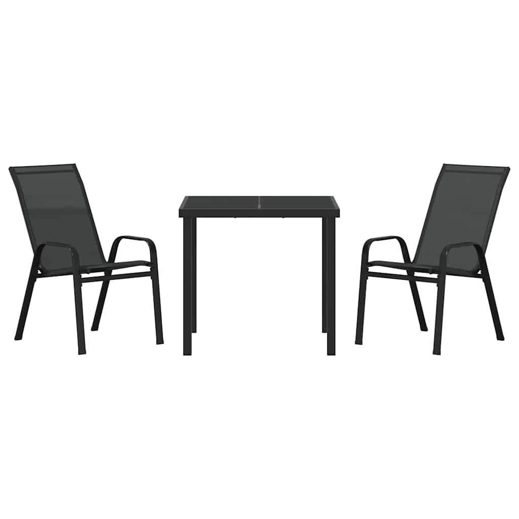 Vrtni set za objed 3 pcs Crna Čelik s prahom
