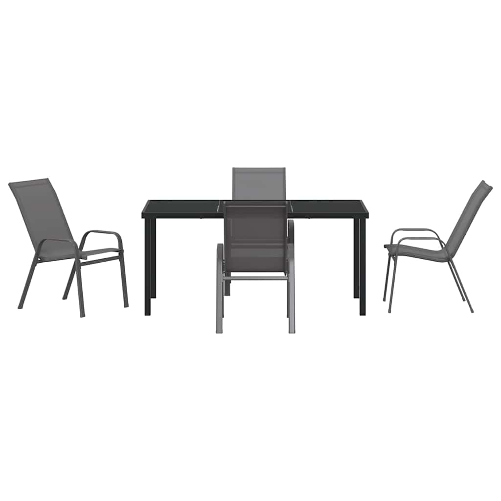 Vrtni set za objed 5 pcs Siva i crna Čelik s prahom