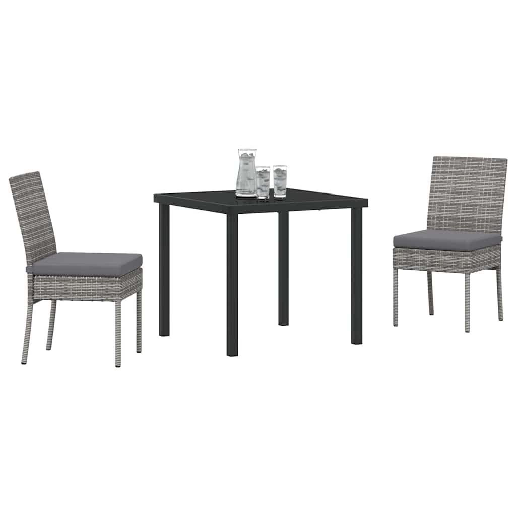 Vrtni set za objed 3 pcs Siva Čelik s prahom premazan