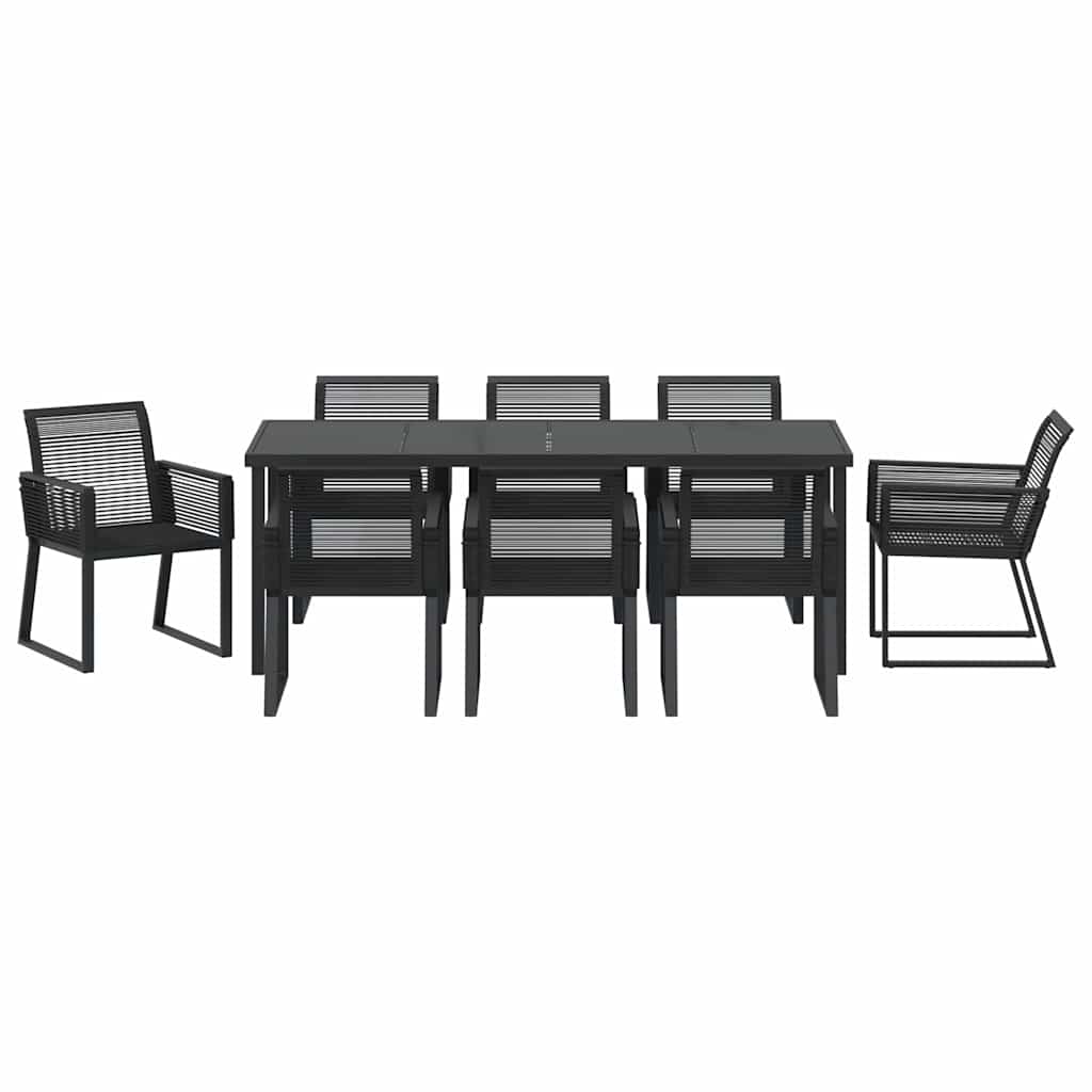 Vrtni set za objed 9 pcs Crna Čelik s prahom premazan