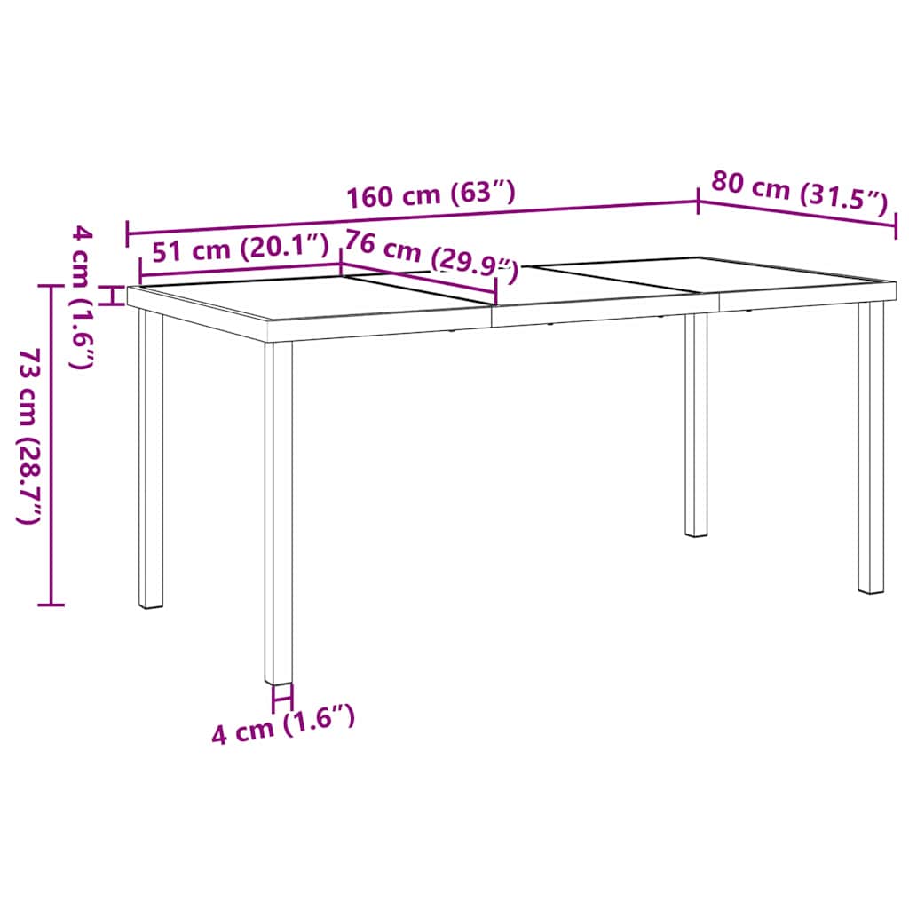 Vrtni set za objed 5 pcs Bijela 160 x 80 x 73 cm