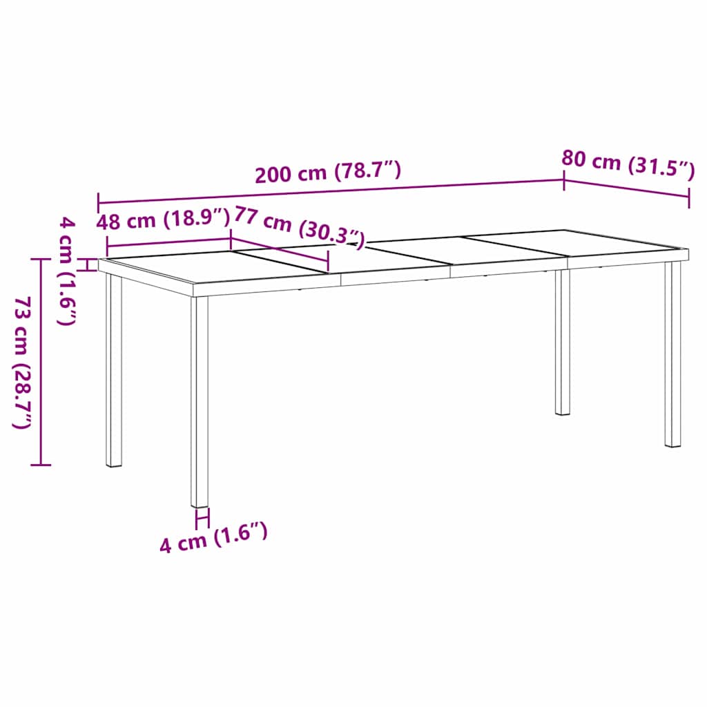 Vrtni set za objed 9 pcs Bijela 200 x 80 x 73 cm
