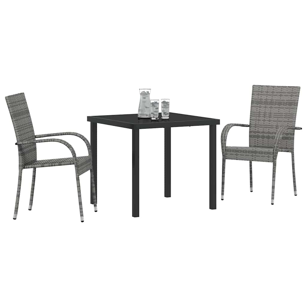 Vrtni set za objed 3 pcs Siva Čelik s prahom premazan