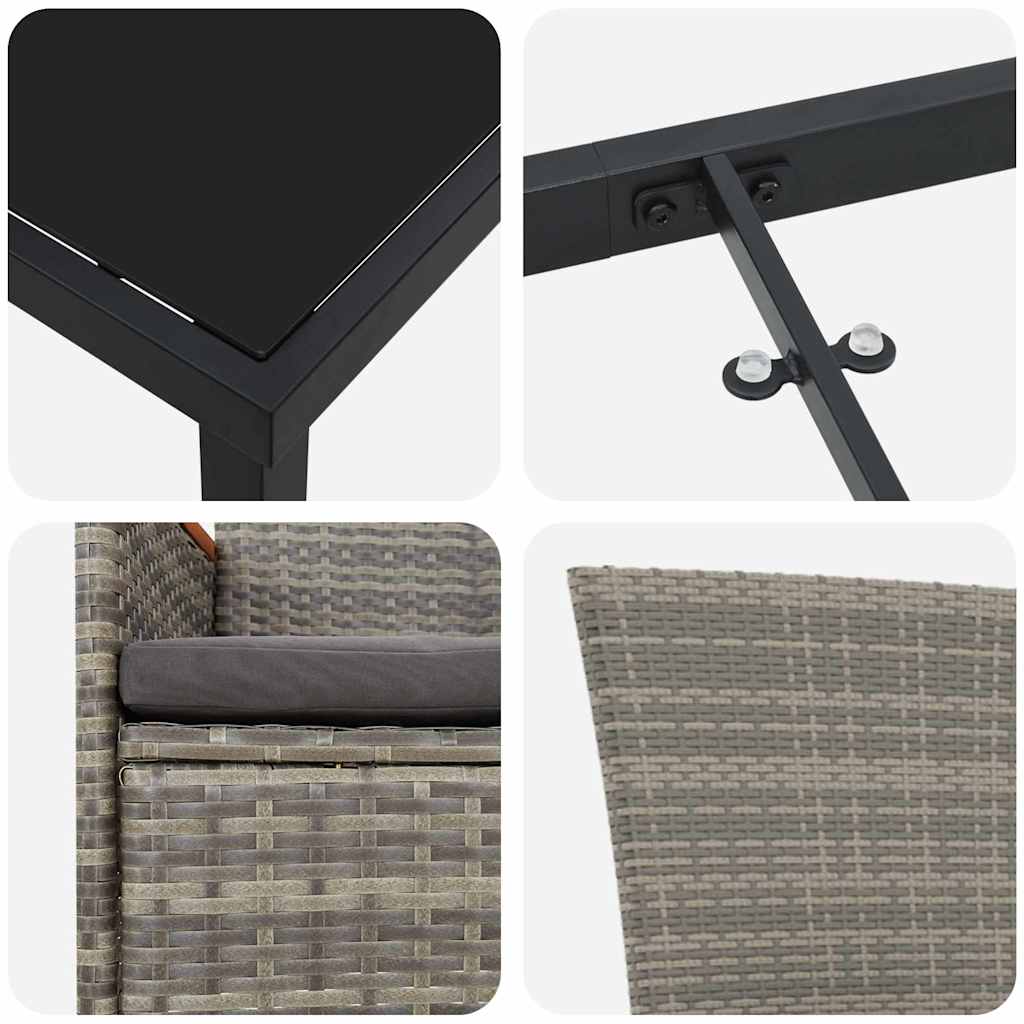 Vrtni set za objed 3 pcs Siva Čelik s prahom premazan