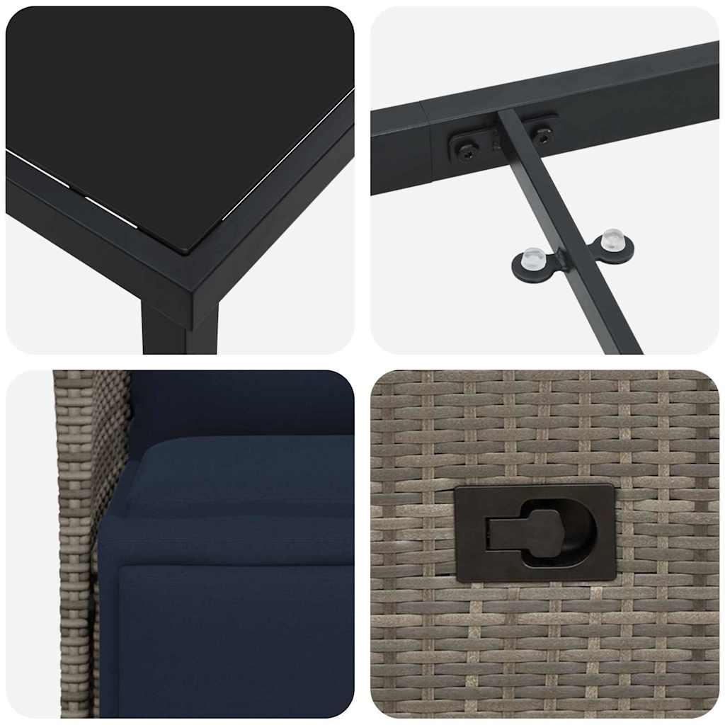 Set stola i stolica s jastukom 3 pcs Siva PE ratan