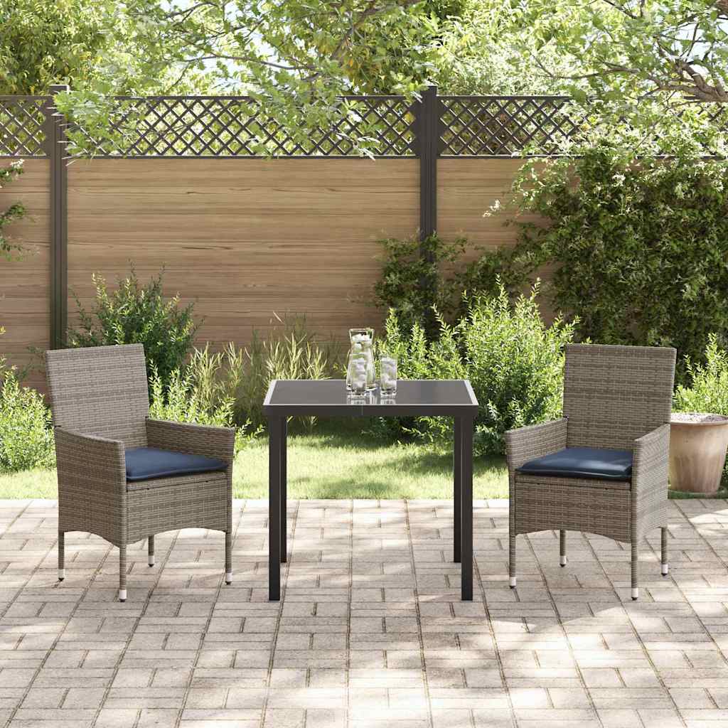 Set stola i stolica s jastukom 3 pcs Siva PE ratan