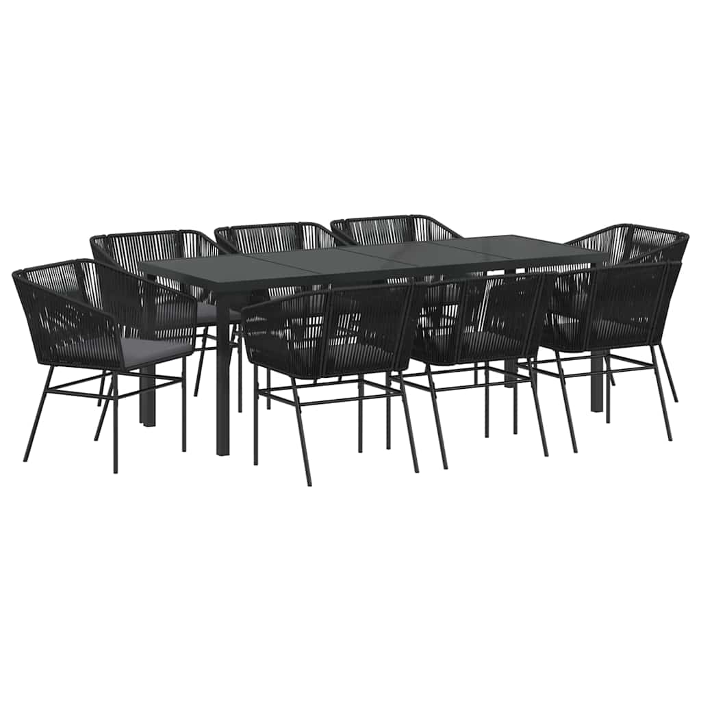 Vrtni set za objed 9 pcs Crna Čelik s prahom premazan