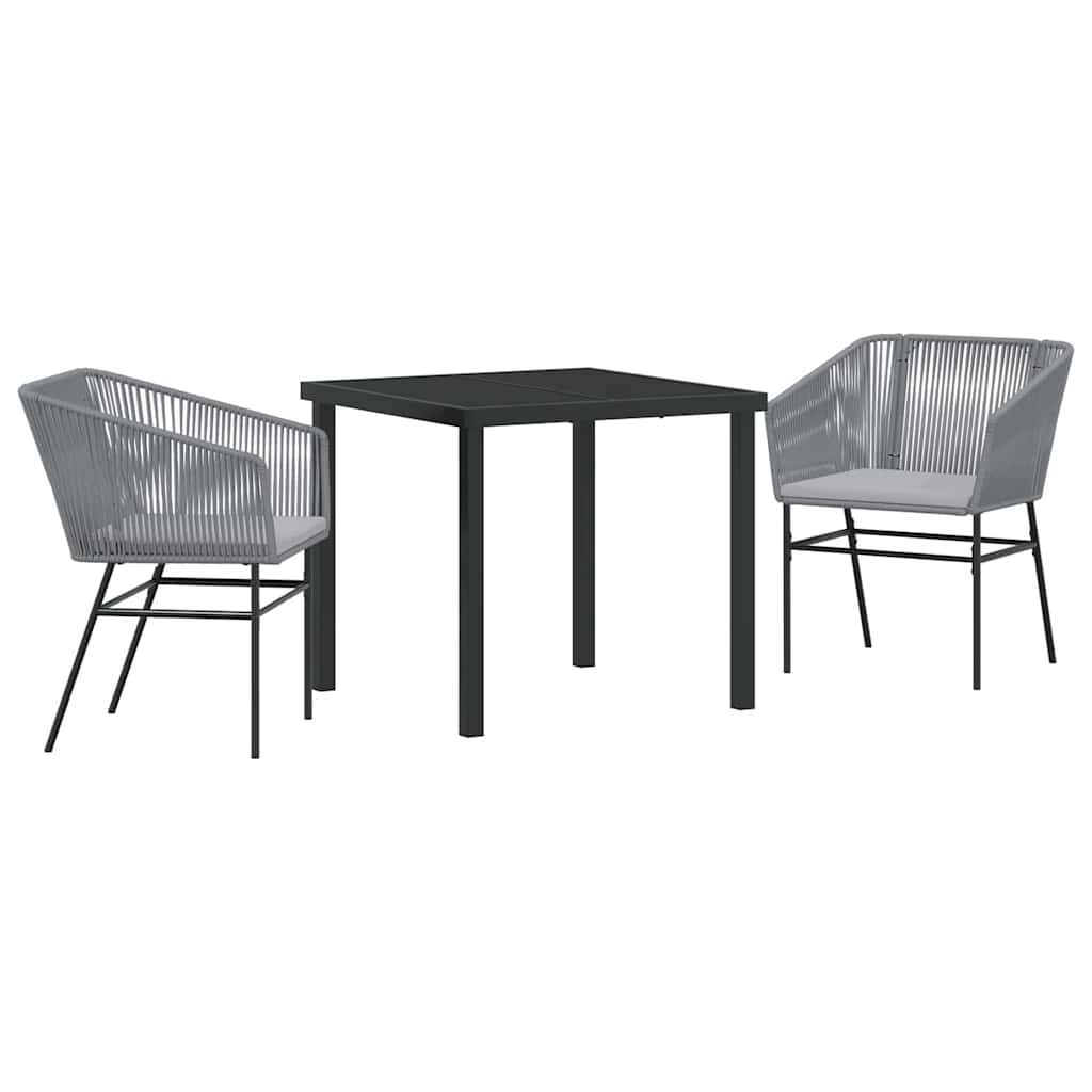 Vrtni set za objed 3 pcs Siva Čelik s prahom premazan