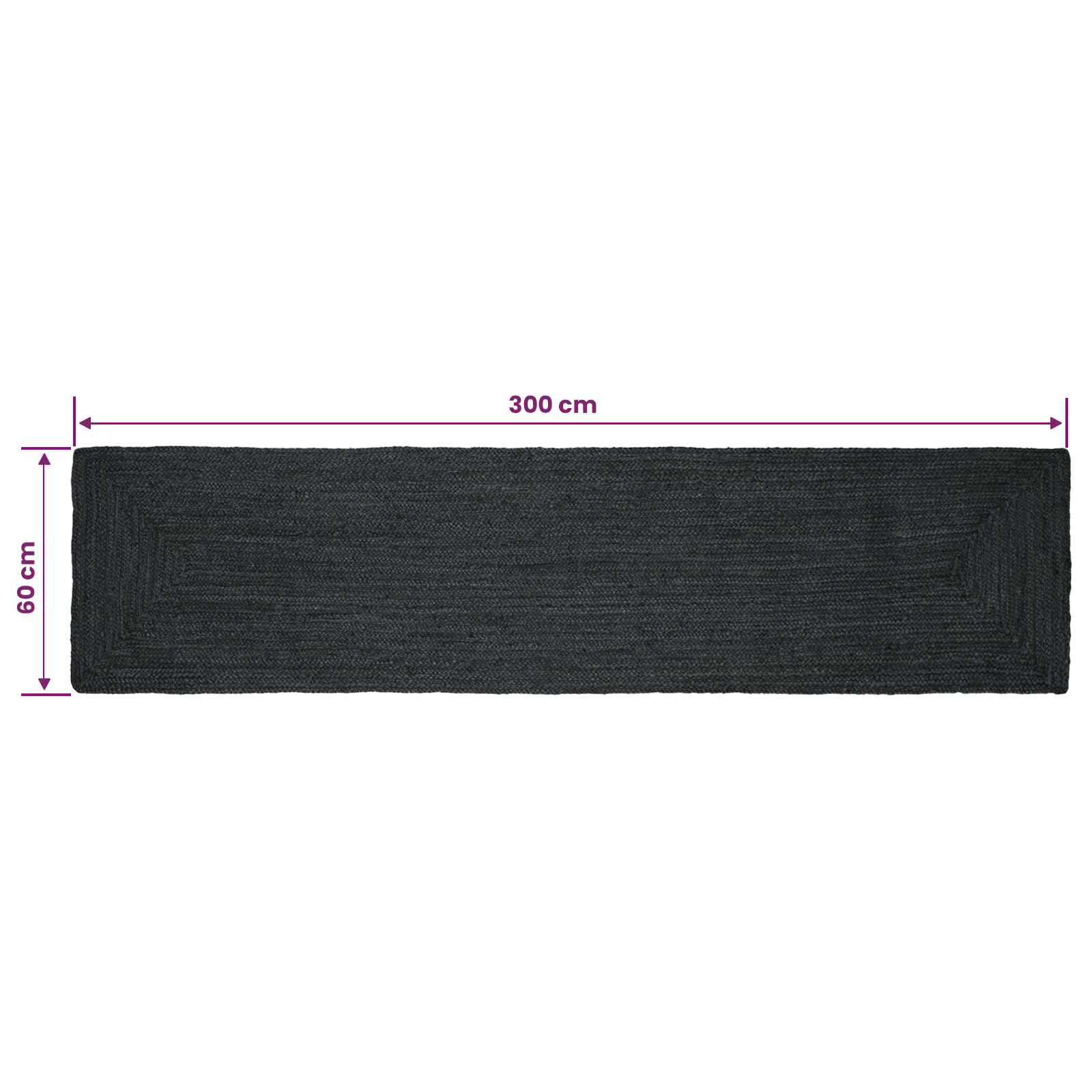 Tepisi za područja Pravokutni Tamnosiva 60 x 300 cm Juta