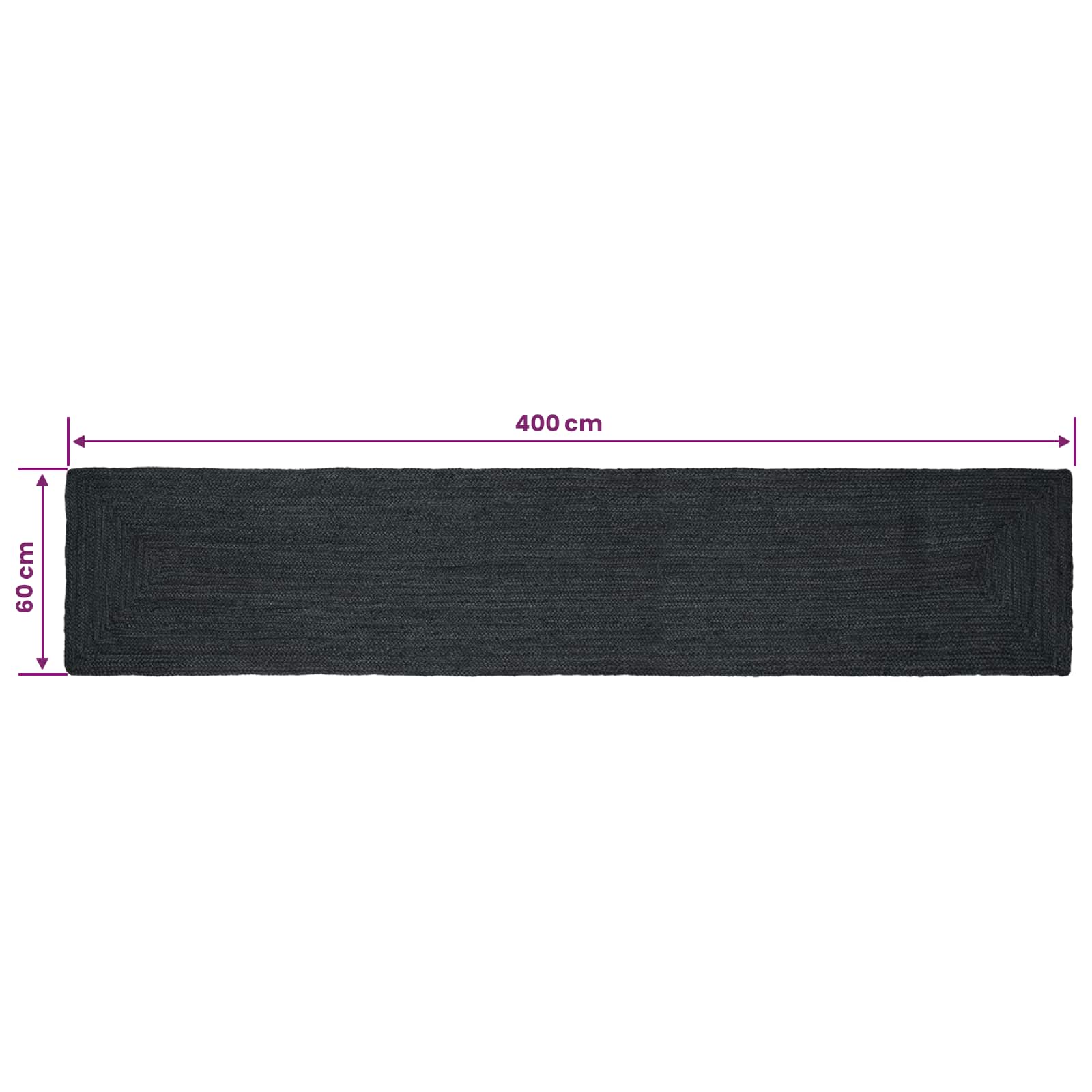 Tepisi za područja Pravokutni Tamnosiva 60 x 400 cm Juta