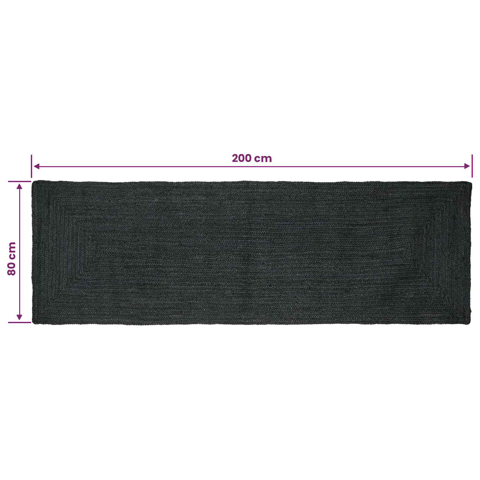 Tepisi za područja Pravokutni Tamnosiva 80 x 200 cm Juta