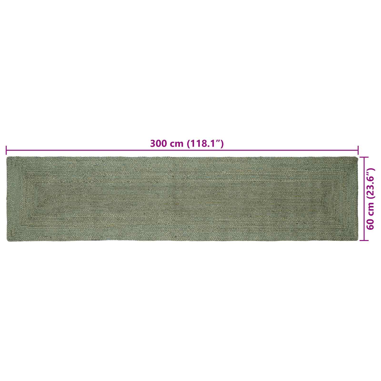 Tepisi za područja Pravokutni Maslinastozelena 60 x 300 cm Juta