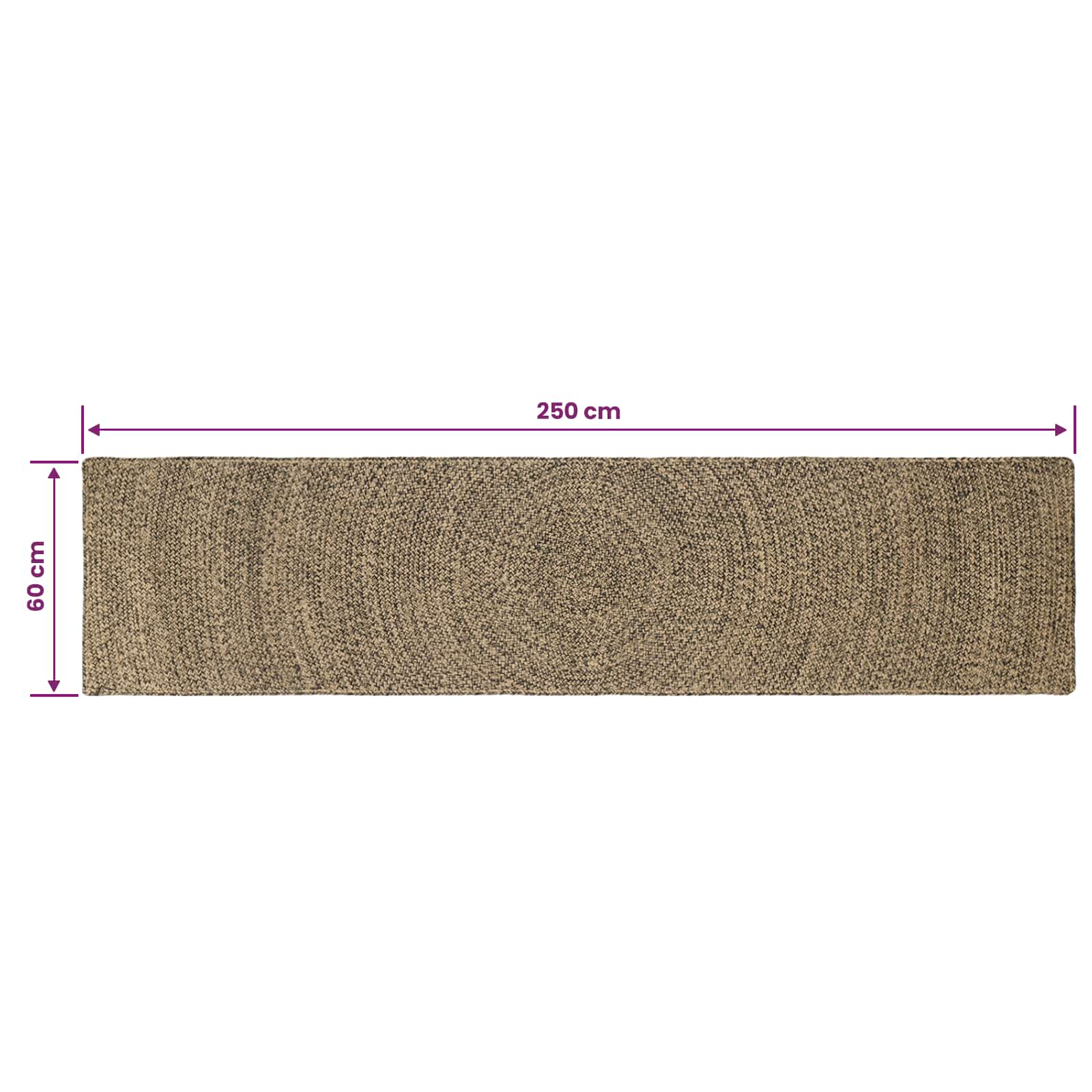 Tepisi za područja Prirodna i crna 60 x 250 cm Juta