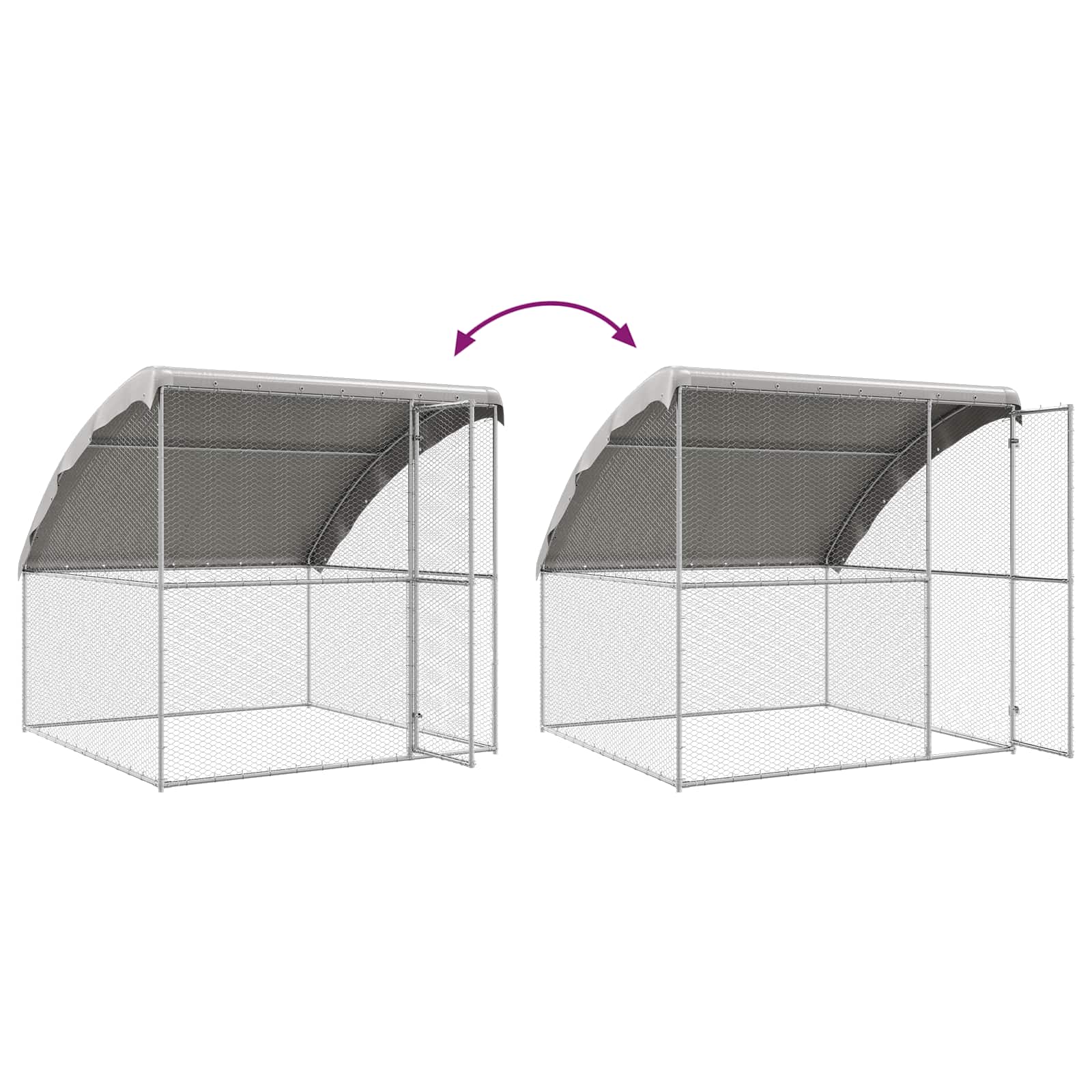Kavez za piliće 2 pcs Srebrno 400 x 200 x 200 cm Čelik i PE