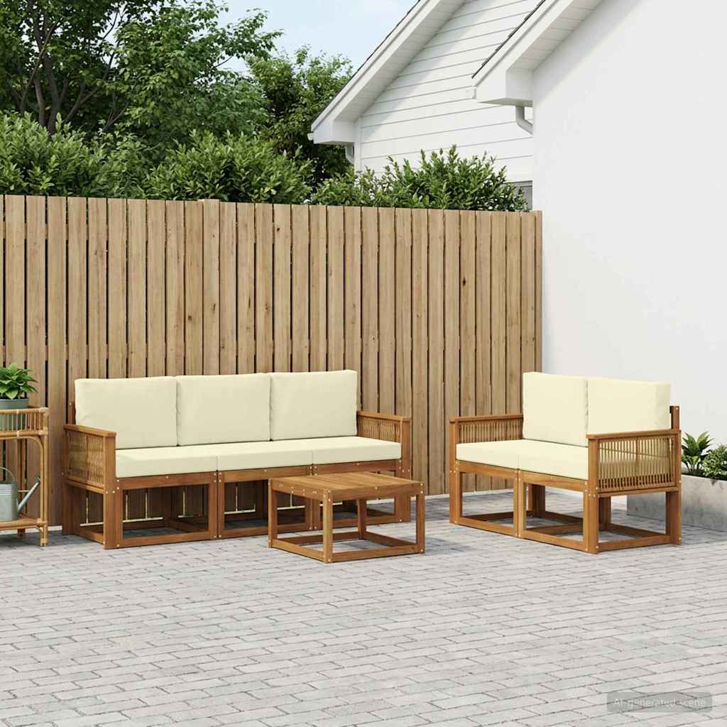 Set vanjskih sofa 6 pcs Prirodna i krem Poliester