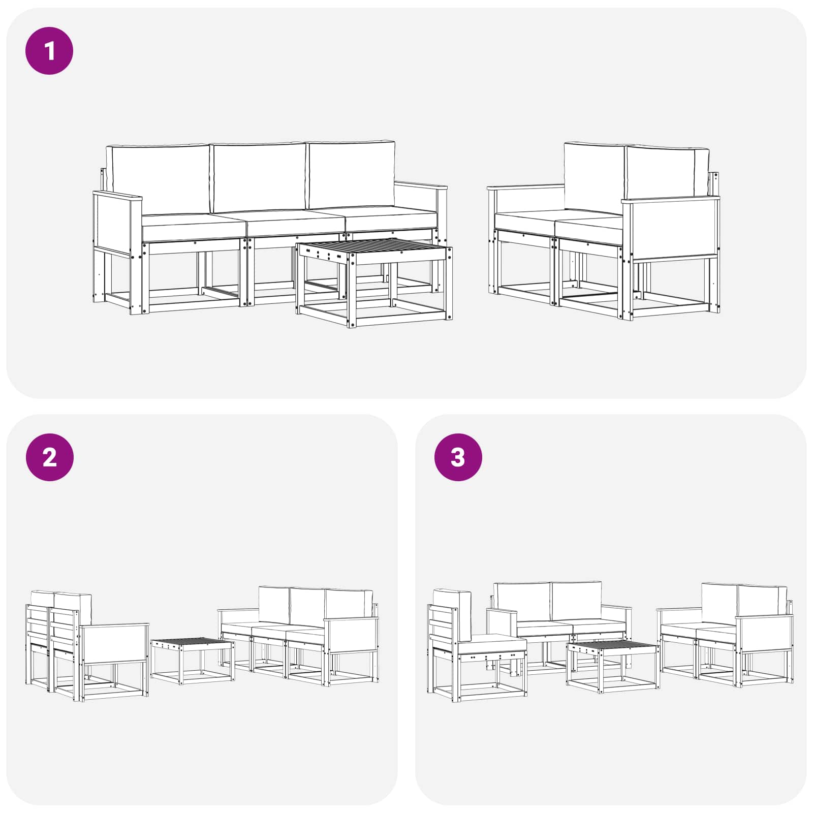 Set vanjskih sofa 6 pcs Prirodna i krem Poliester