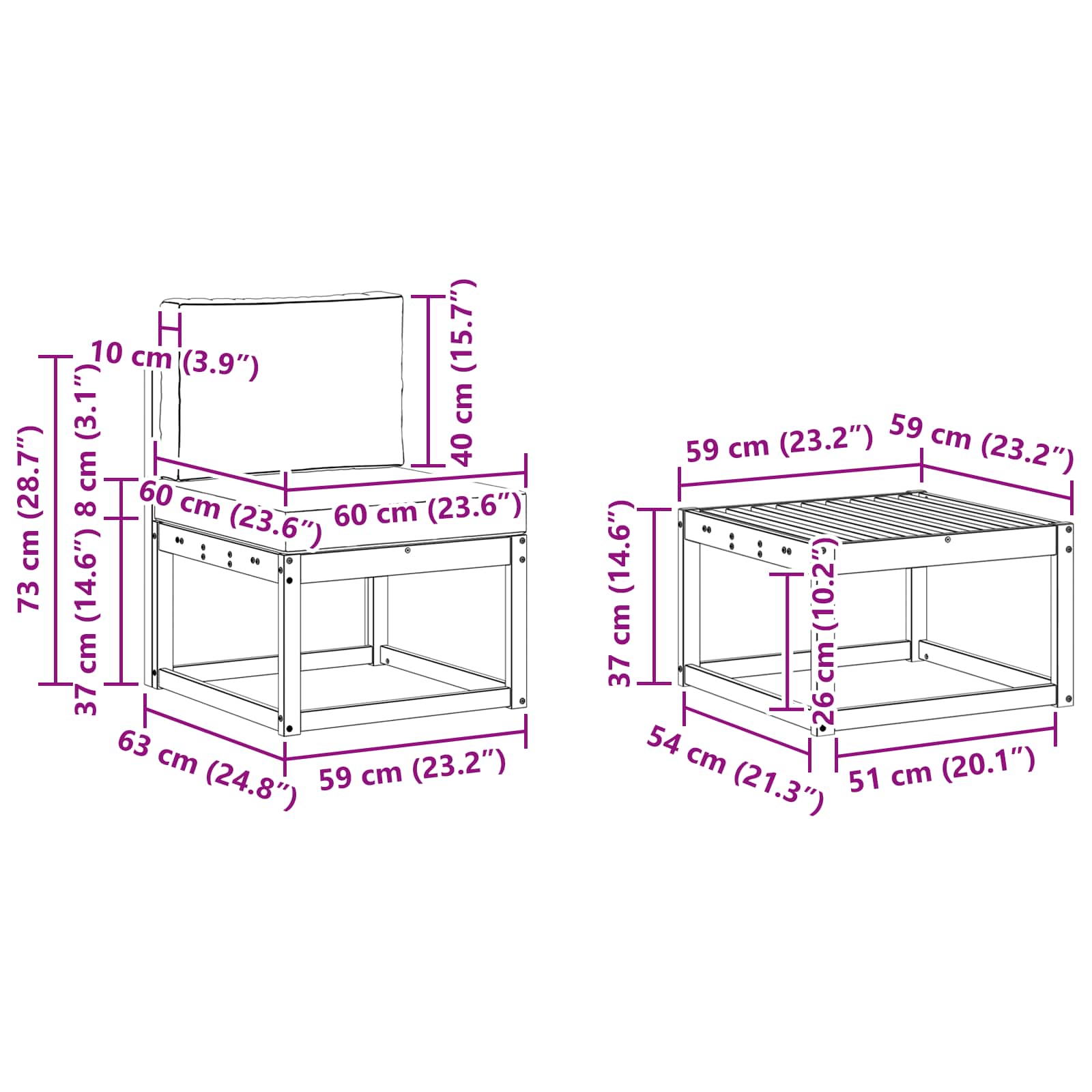 Set vanjskih sofa 8 pcs Prirodna i krem Poliester