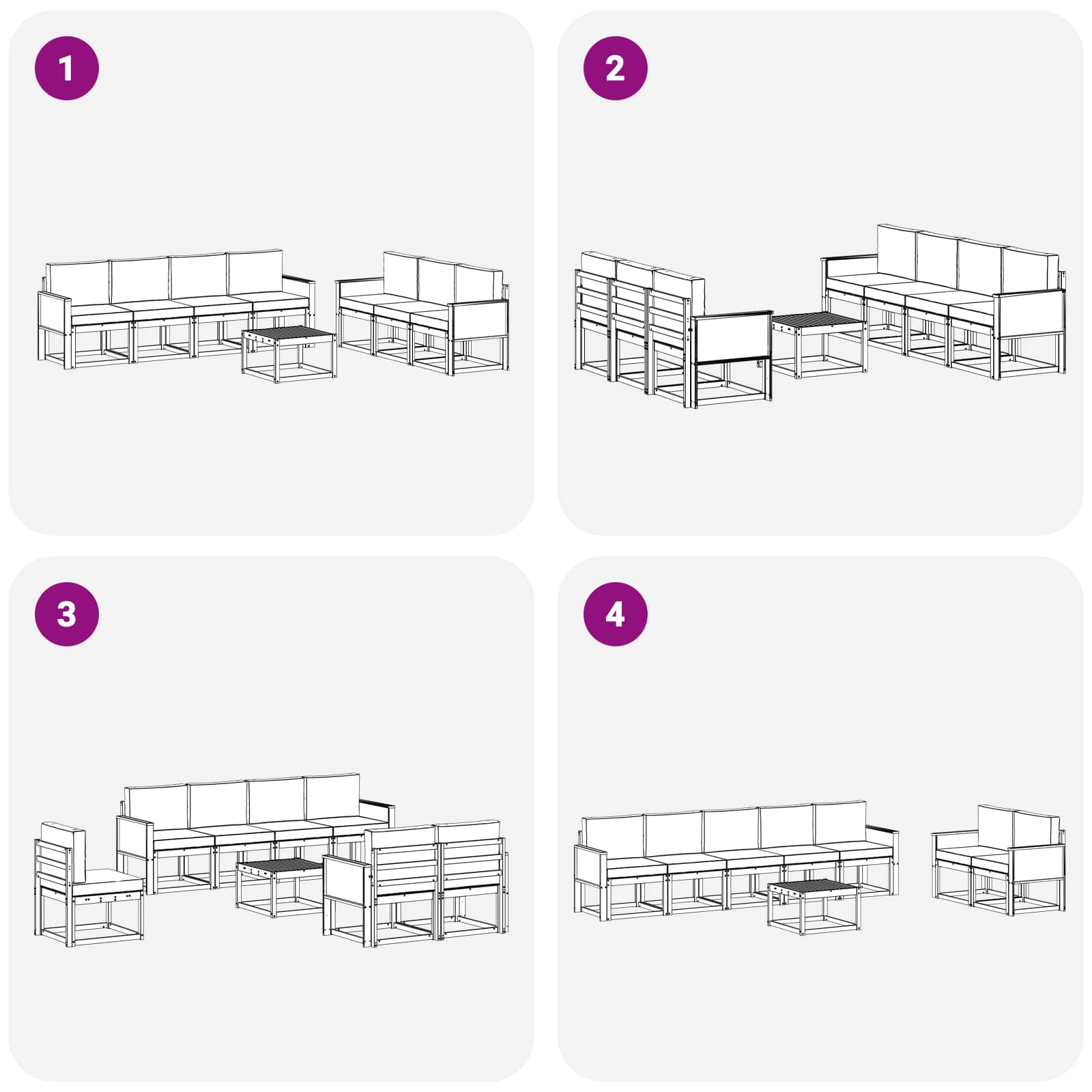 Set vanjskih sofa 8 pcs Prirodna i krem Poliester