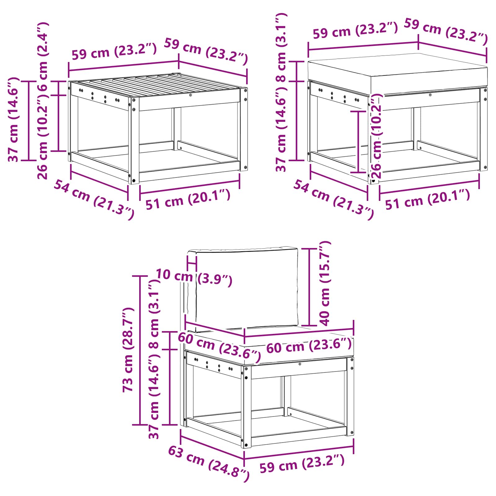 Set vanjskih sofa 6 pcs Prirodna i bež Poliester