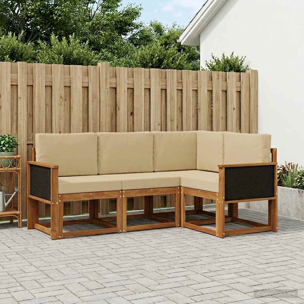 Set vanjskih sofa 4 pcs Prirodna i bež Poliester