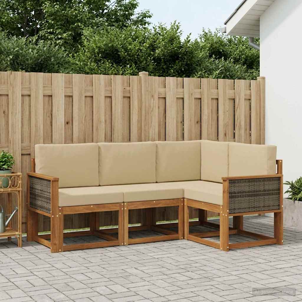 Set vanjskih sofa 4 pcs Prirodna i bež Poliester