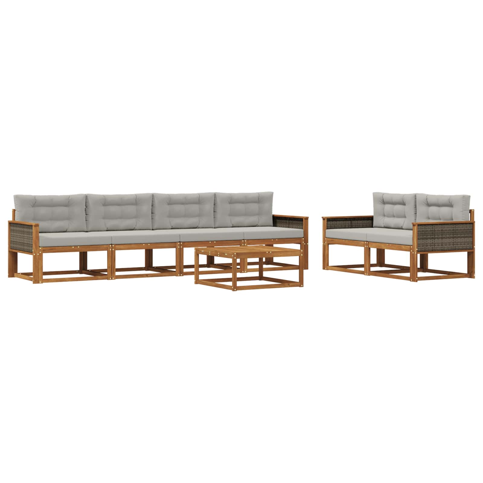 Set vanjskih sofa 7 pcs Prirodna i Svjetlosiva